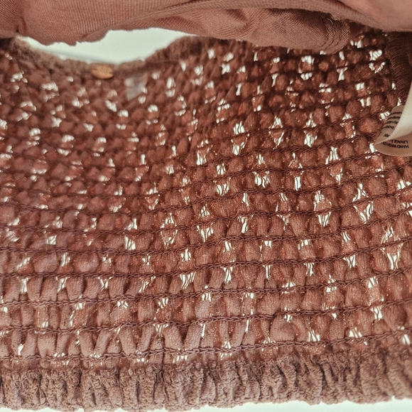 Free People Strapless Lace Crop Top Bandeau - Pink Size LARGE - Picture 6 of 7